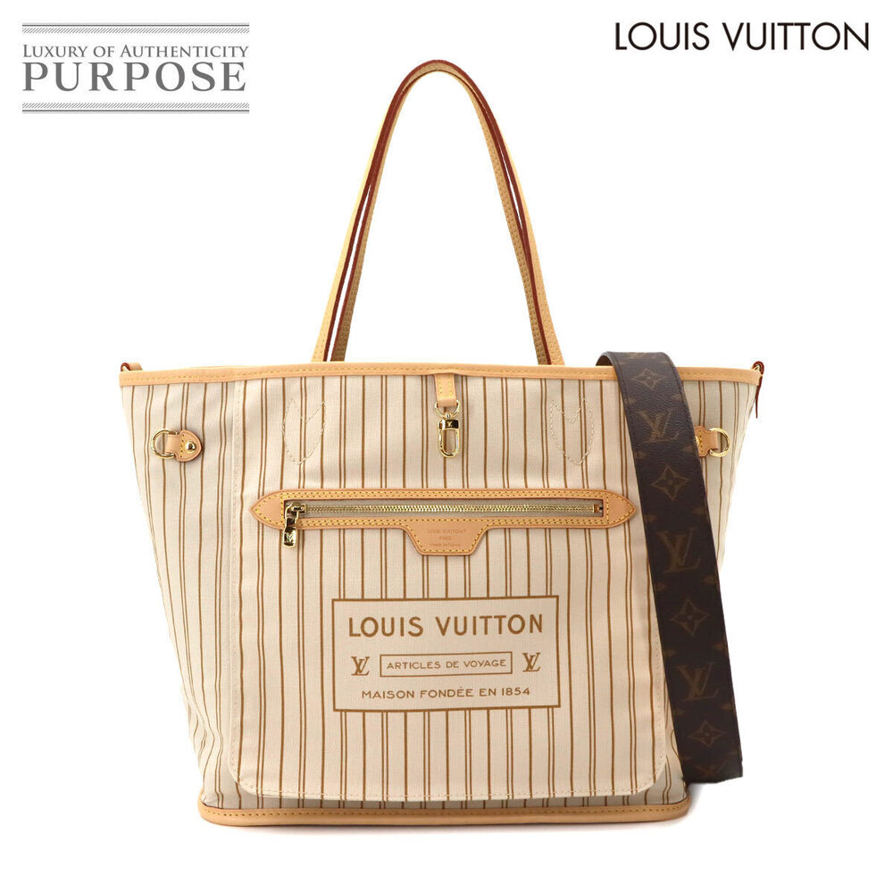Louis Vuitton Neverfull Inside Monogram Tote Bag Canvas Leather Tan